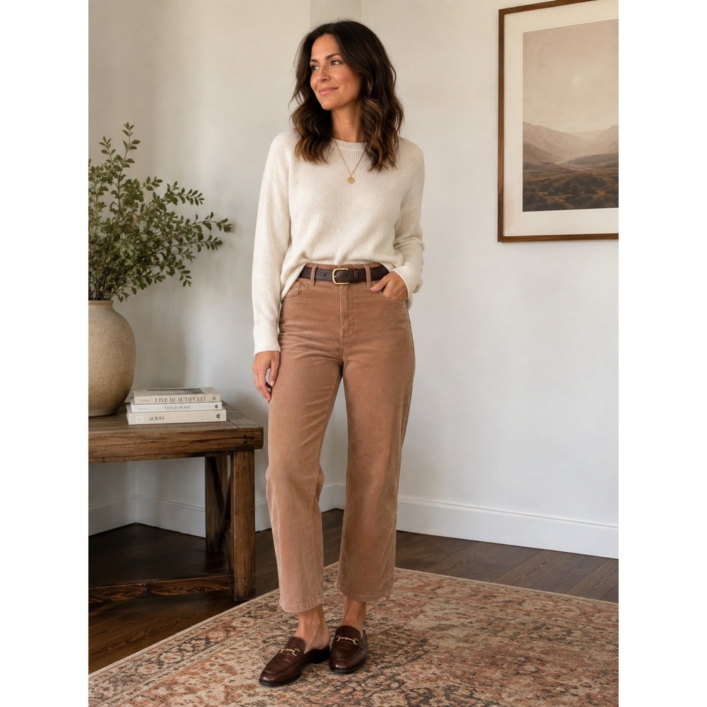 Everlane Baby Cord Cheeky Crop Corduroy Pants Brown 31 x 26
